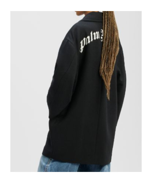 Palm Angels Logo-print Single-breasted Coat In Black