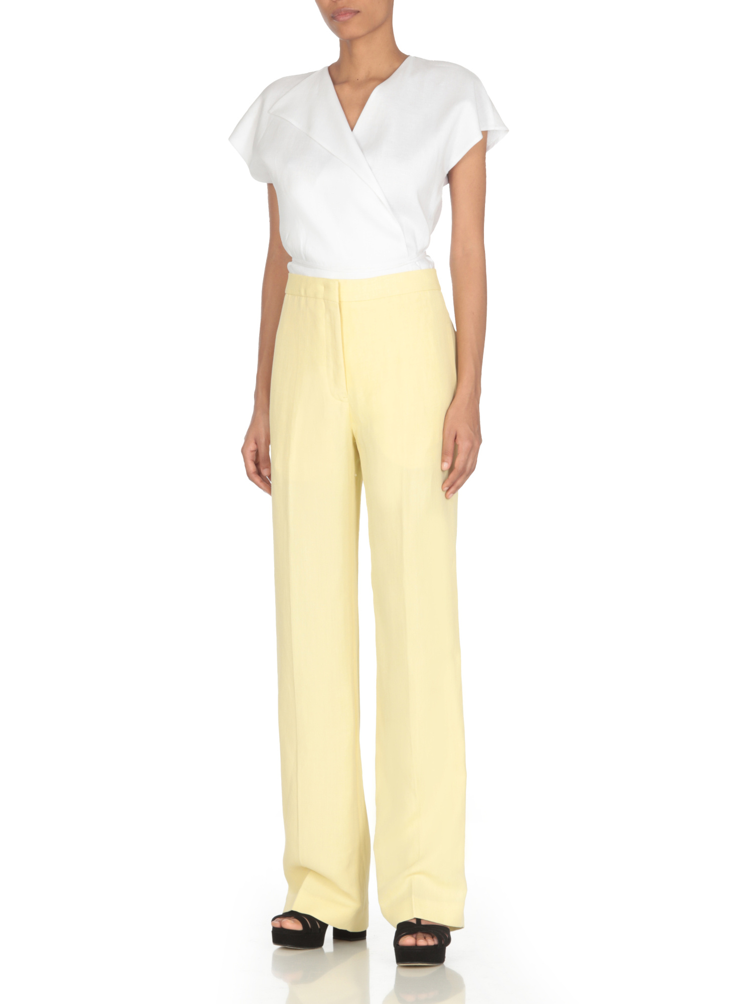 Fabiana Filippi Yellow Wool Anc Silk Pants In Nude