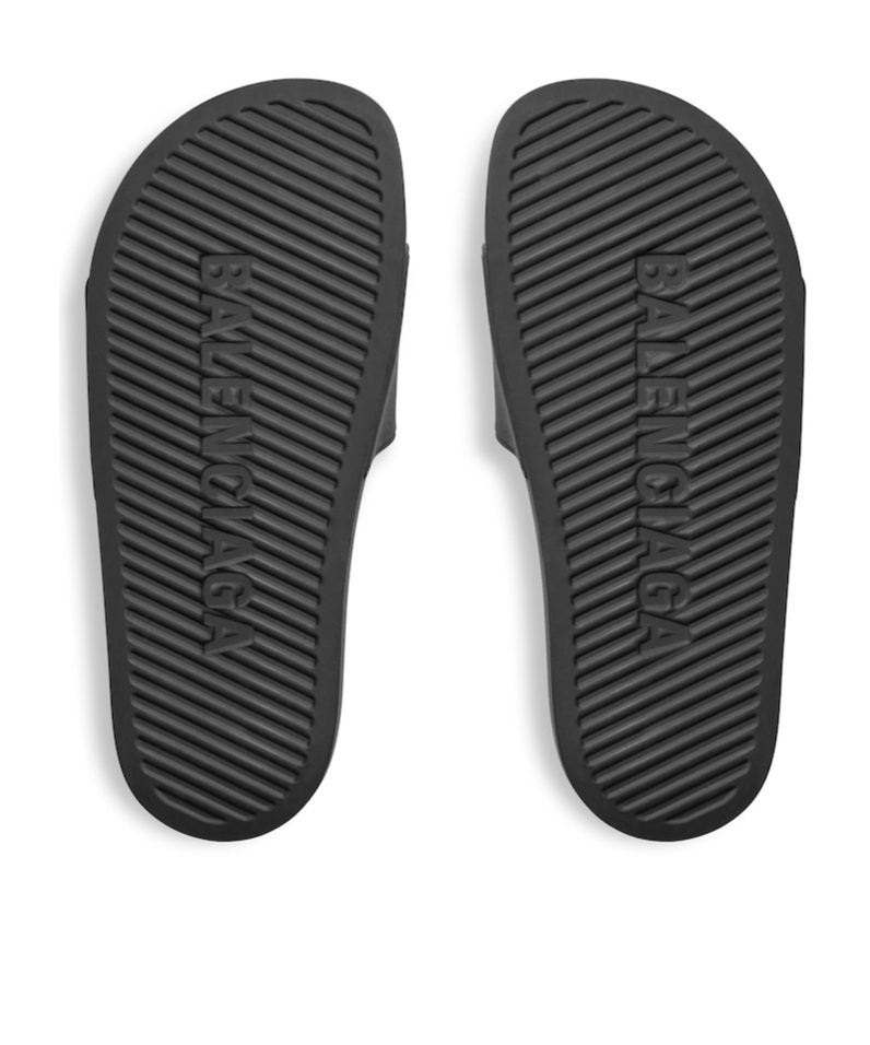 Balenciaga X Scholl Logo Pool Slides In Black