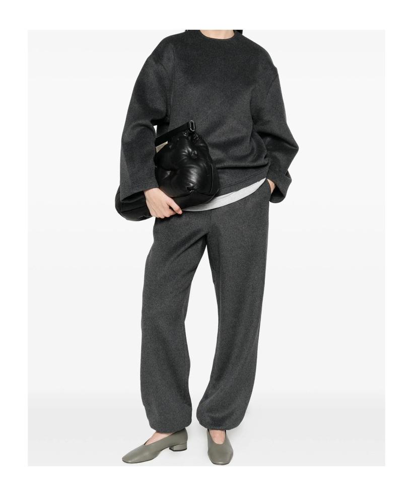 The Frankie Shop Crew Neck Long Sleeve Blouse In Gray