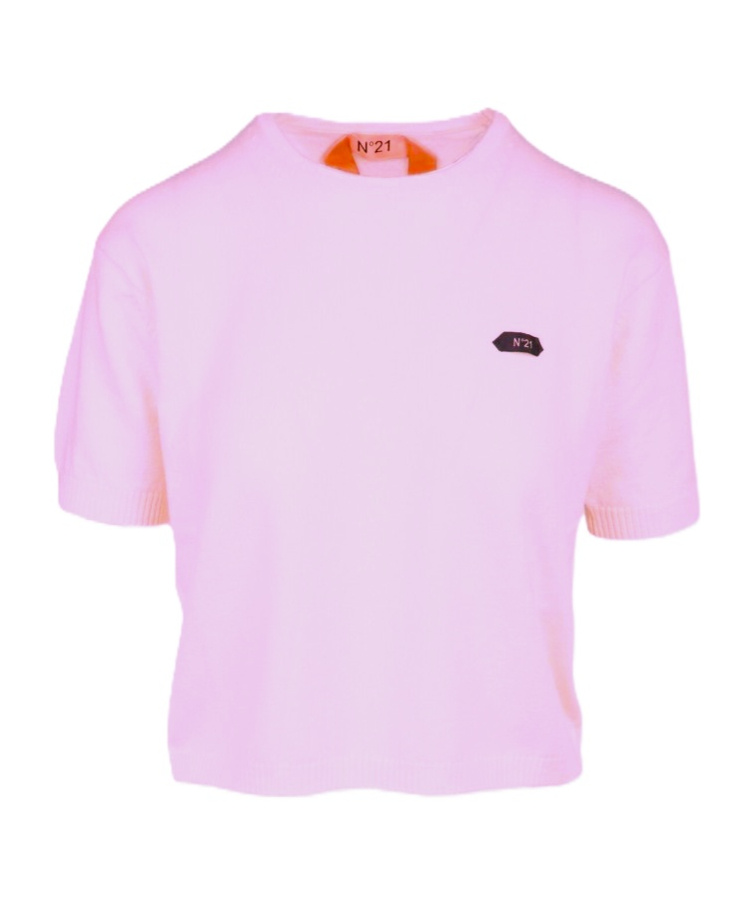 N°21 N21 Short Sleeved Logo Detailed Jumper In Pink