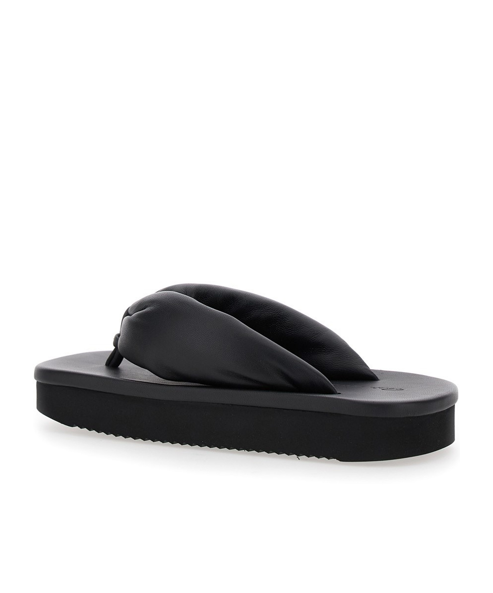 Rick Owens Black Padded Sandals With Platform In Leather Woman In Black