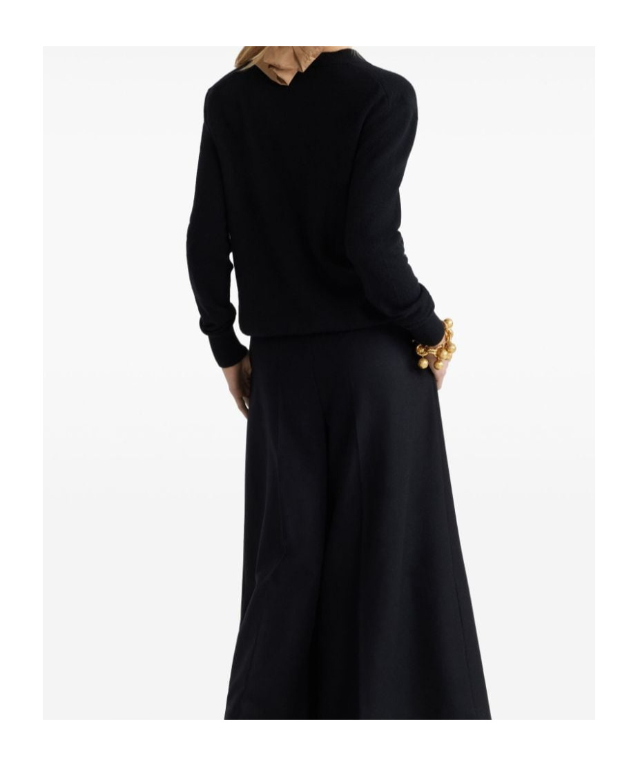 Patou Wool And Cashmere Embroidered Cardigan In Black