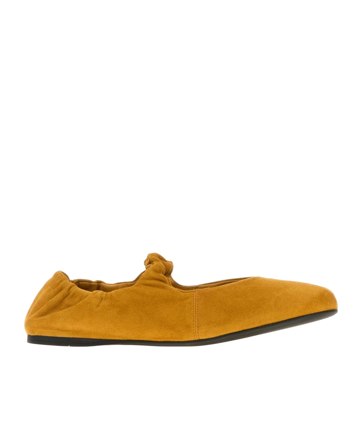 Miu Miu Suede Ballerinas With Flat Sole And Ruched Detailing In Brown