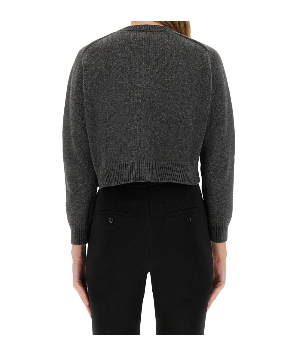 Patou Jp Monogram Intarsia Wool And Cashmere Cropped Cardigan Clothing In Black