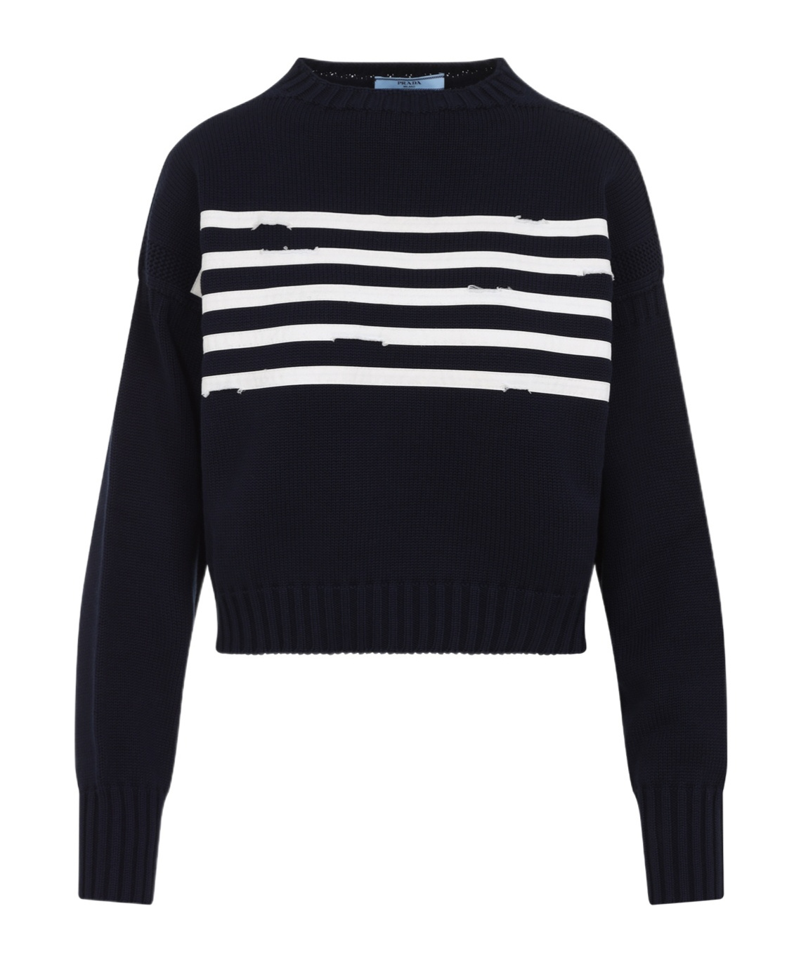 Prada Maglione In Cotone Blu Scuro Donna In Black