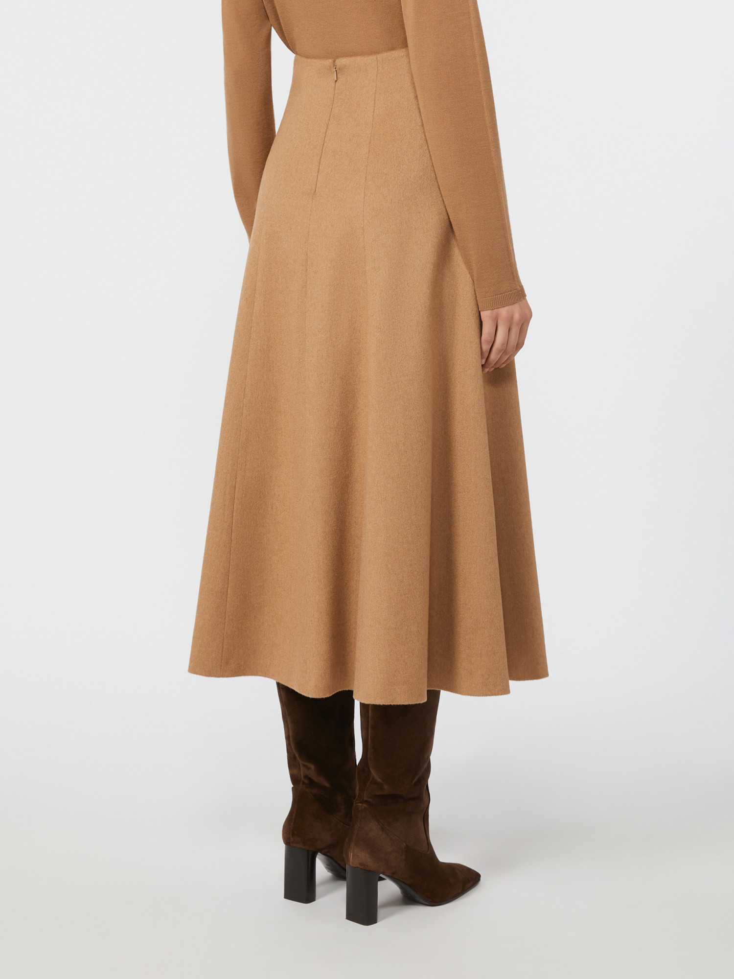 Max Mara Camel Flared Skirt In Brown