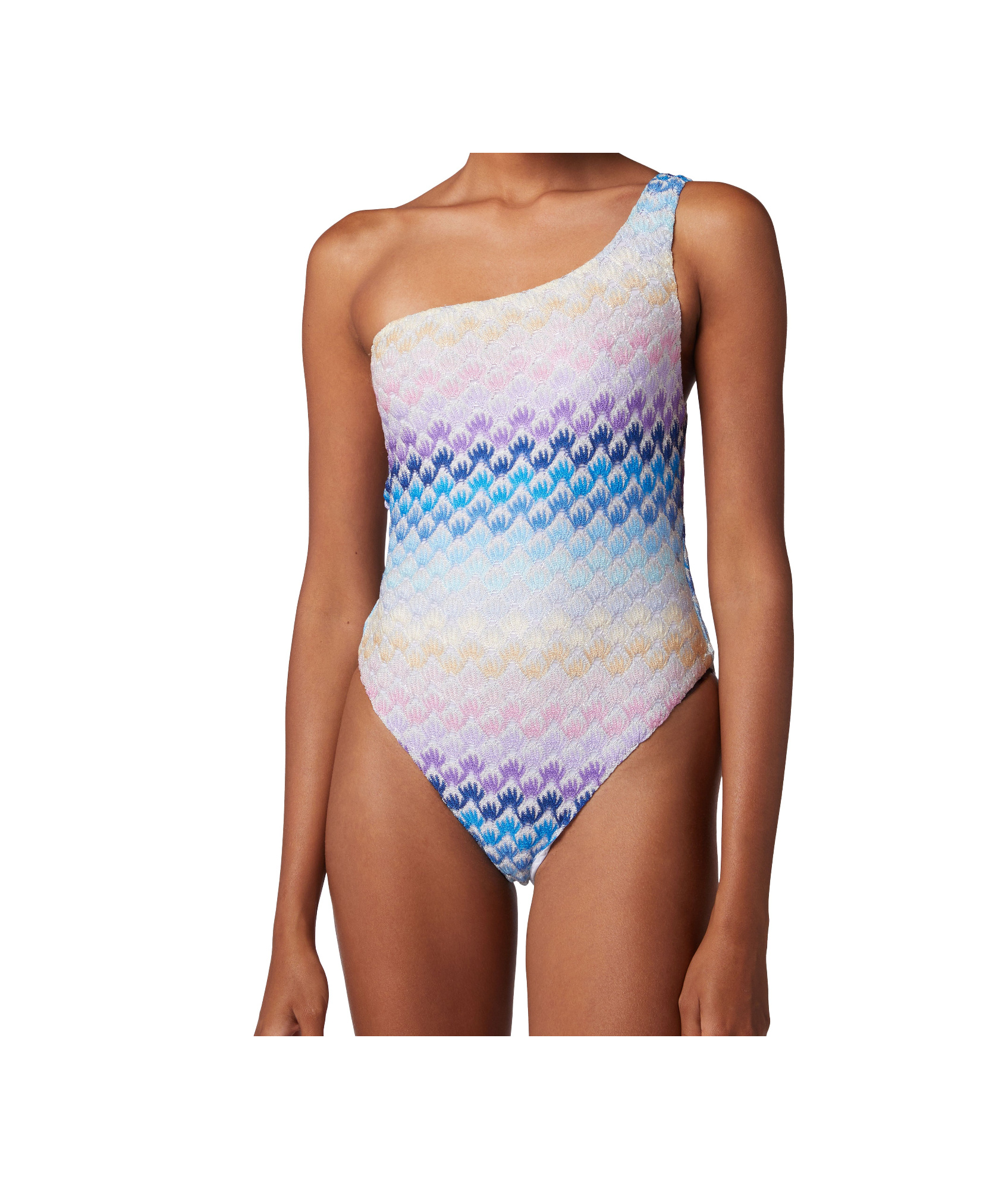 Missoni Lace-effect One-shoulder One-piece Swimming Costume With Lurex In White