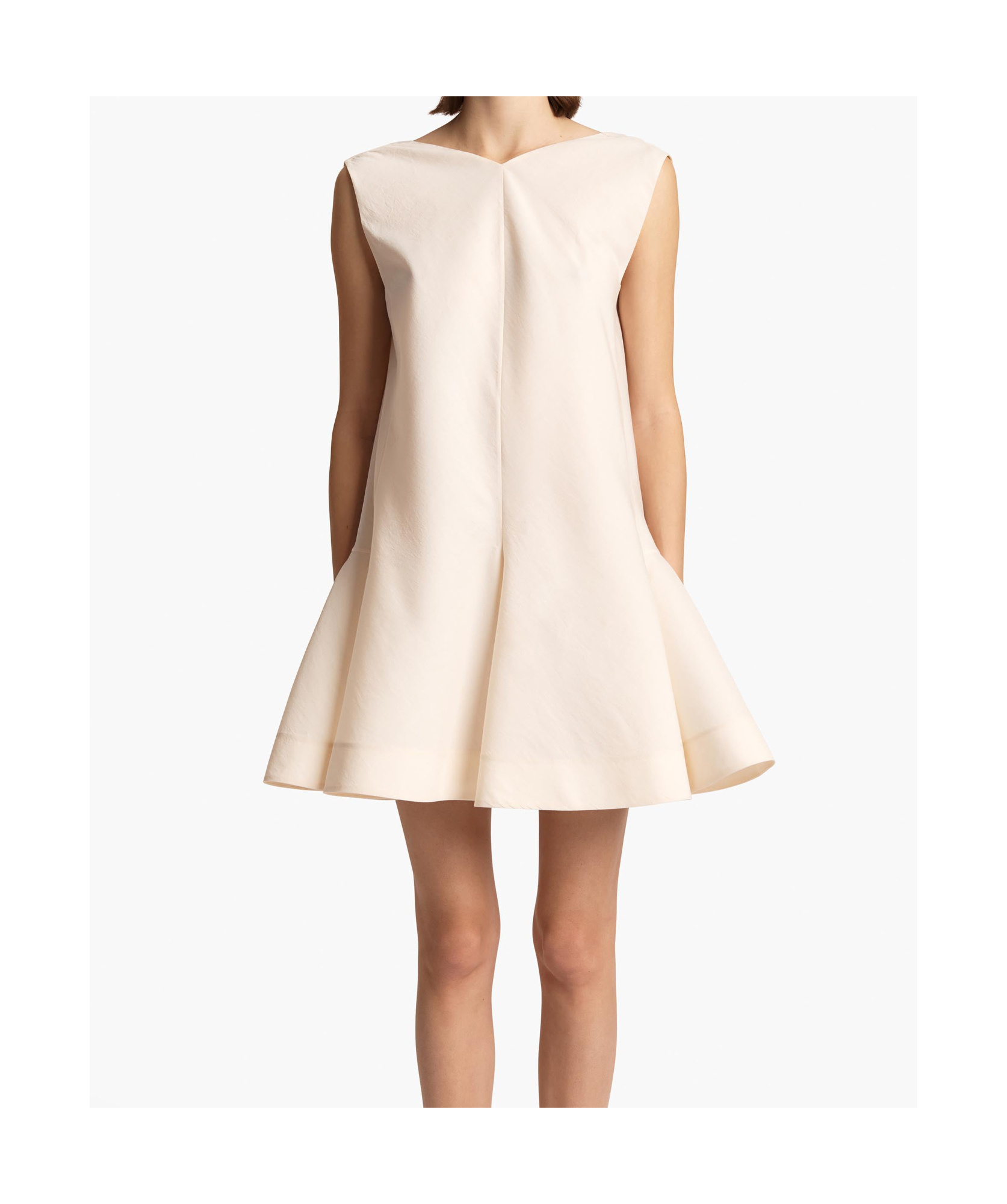 Khaite Womens Natural Mel Skater-hem Crepe Mini Dress In Nude