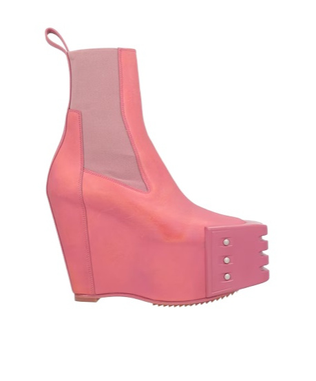 Rick Owens Casual Platform Leather Boots In Pink