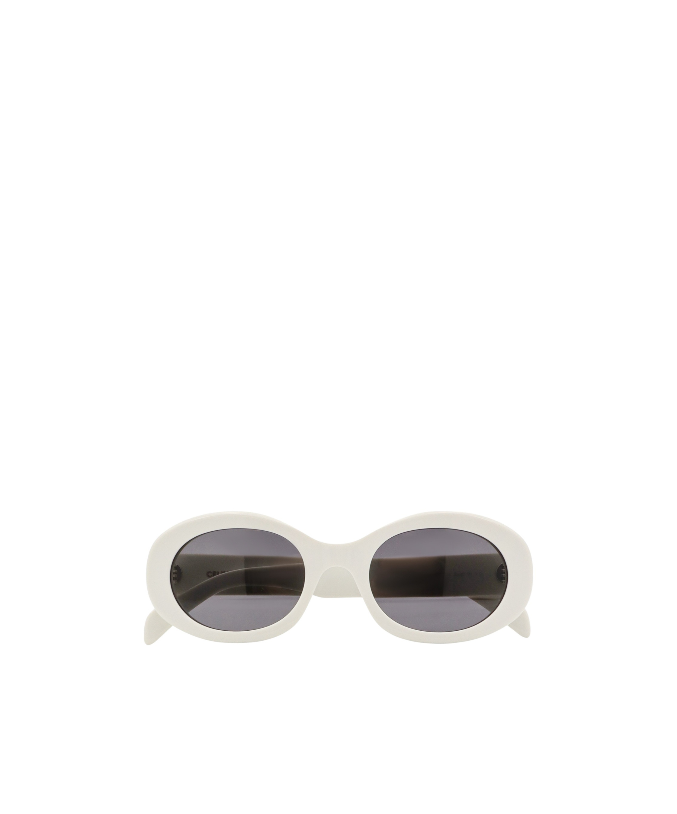 Celine Logo Sign Oval Frame Sunglasses In White