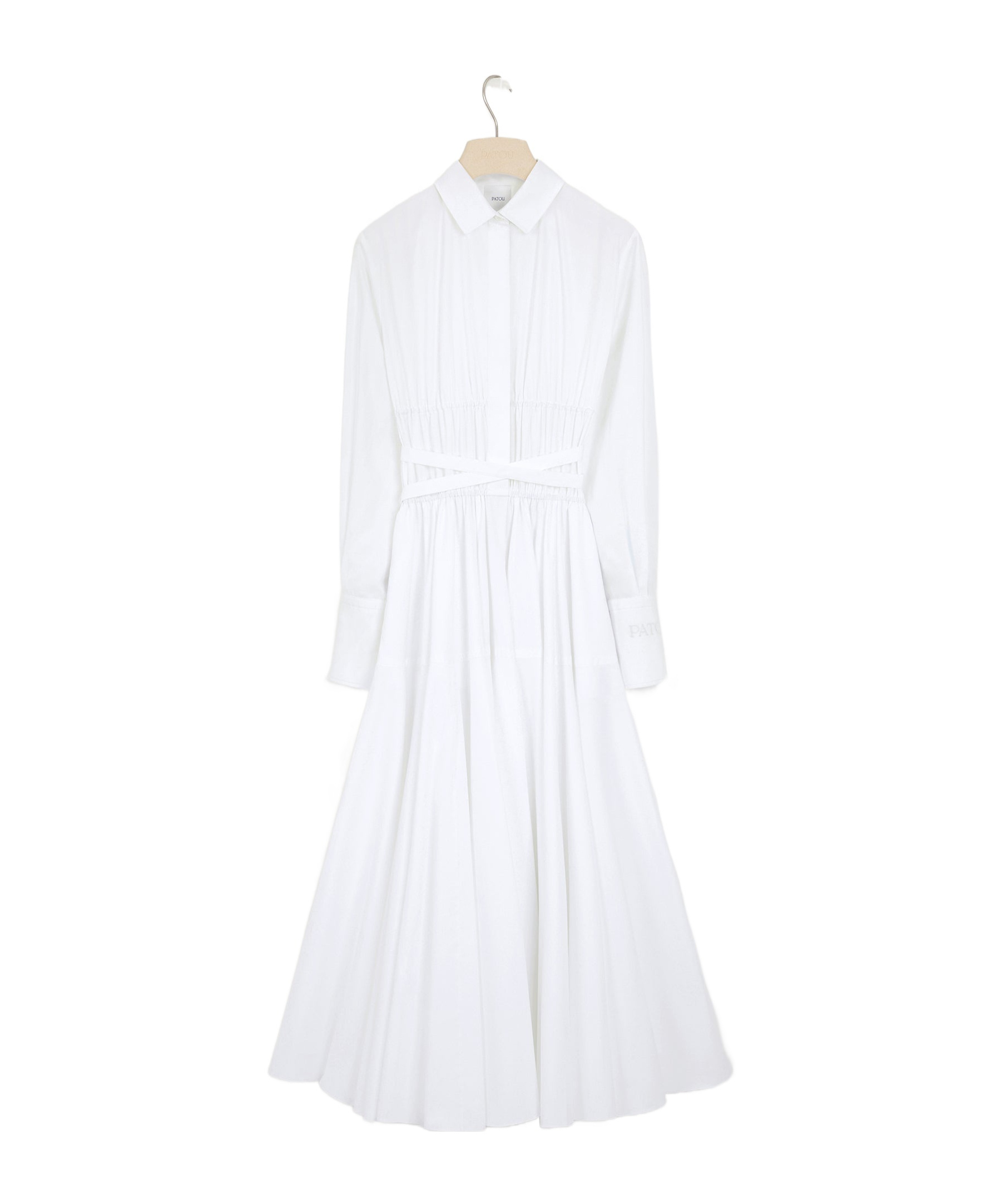 Patou Elasticated-waist Popli Maxi Dress In White