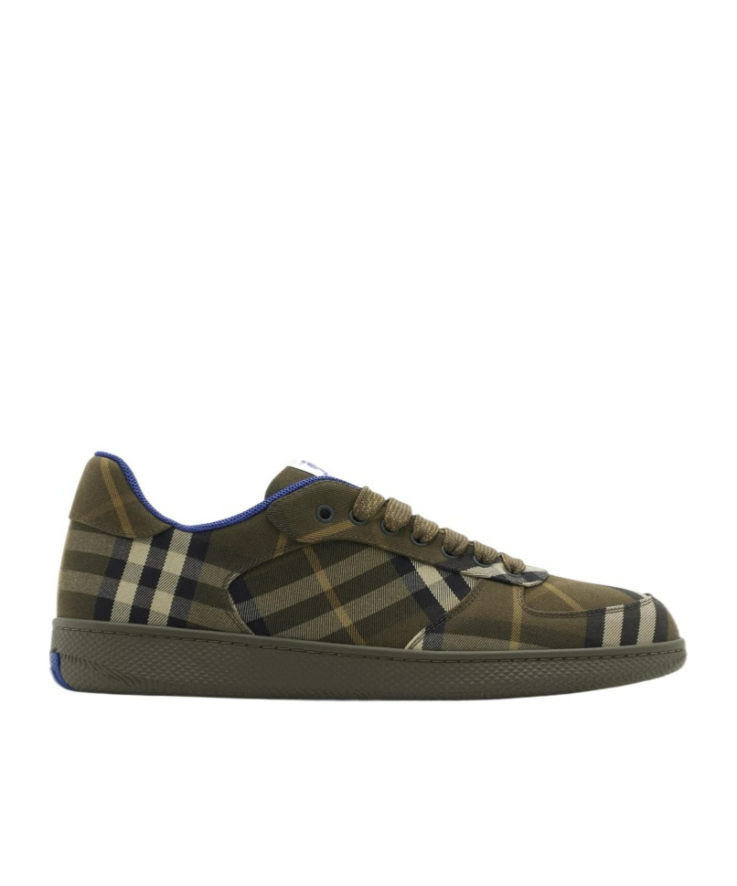 Burberry Checked Terrace Lace-up Sneakers In Green