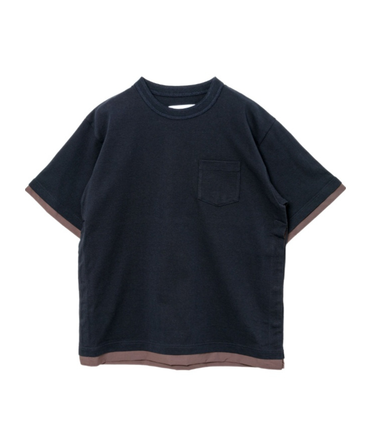 Sacai Pocket Double-layered T-shirt In Blue