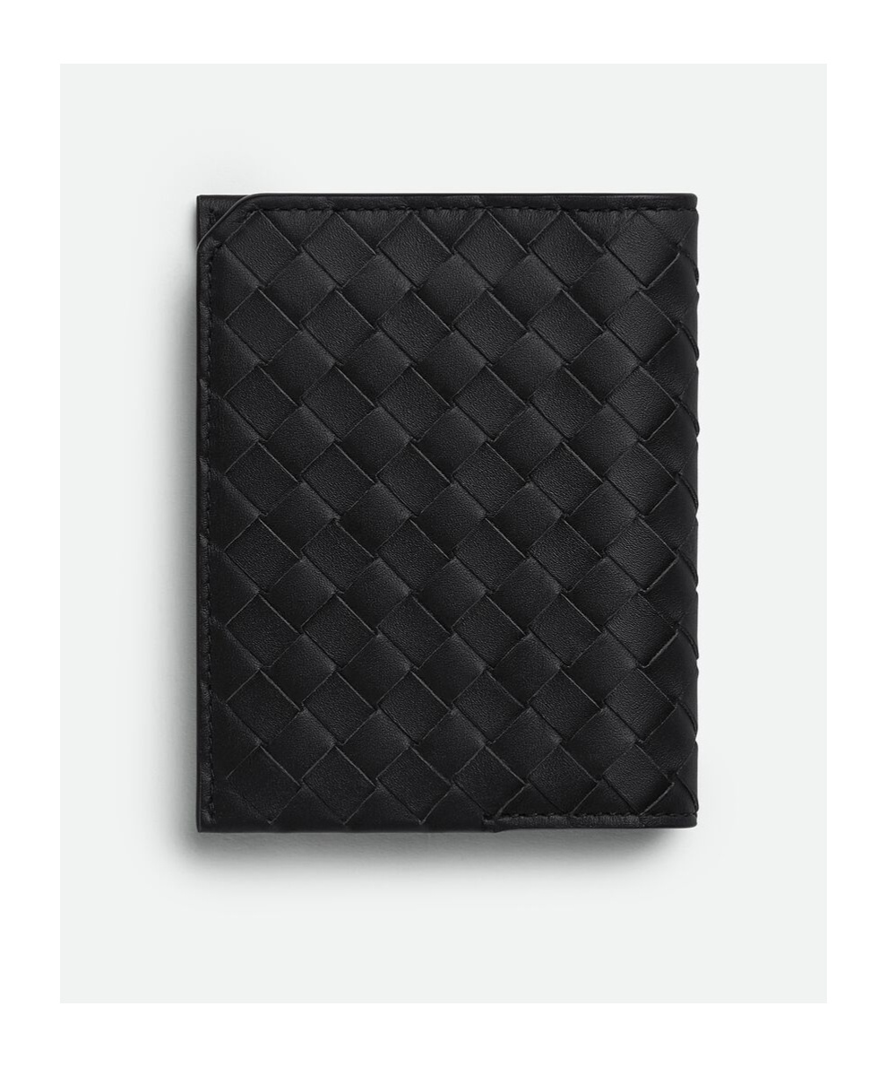 Bottega Veneta Intrecciato Piccolo Flap Card Case In Black