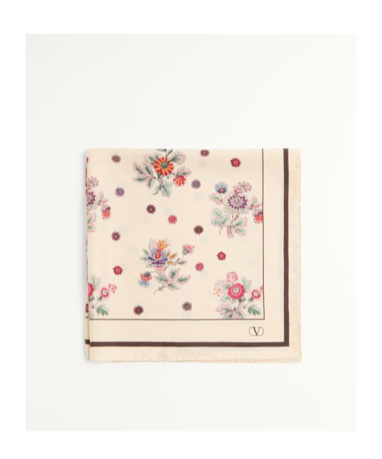 Valentino Garavani Silk Printed Bandana In Nude