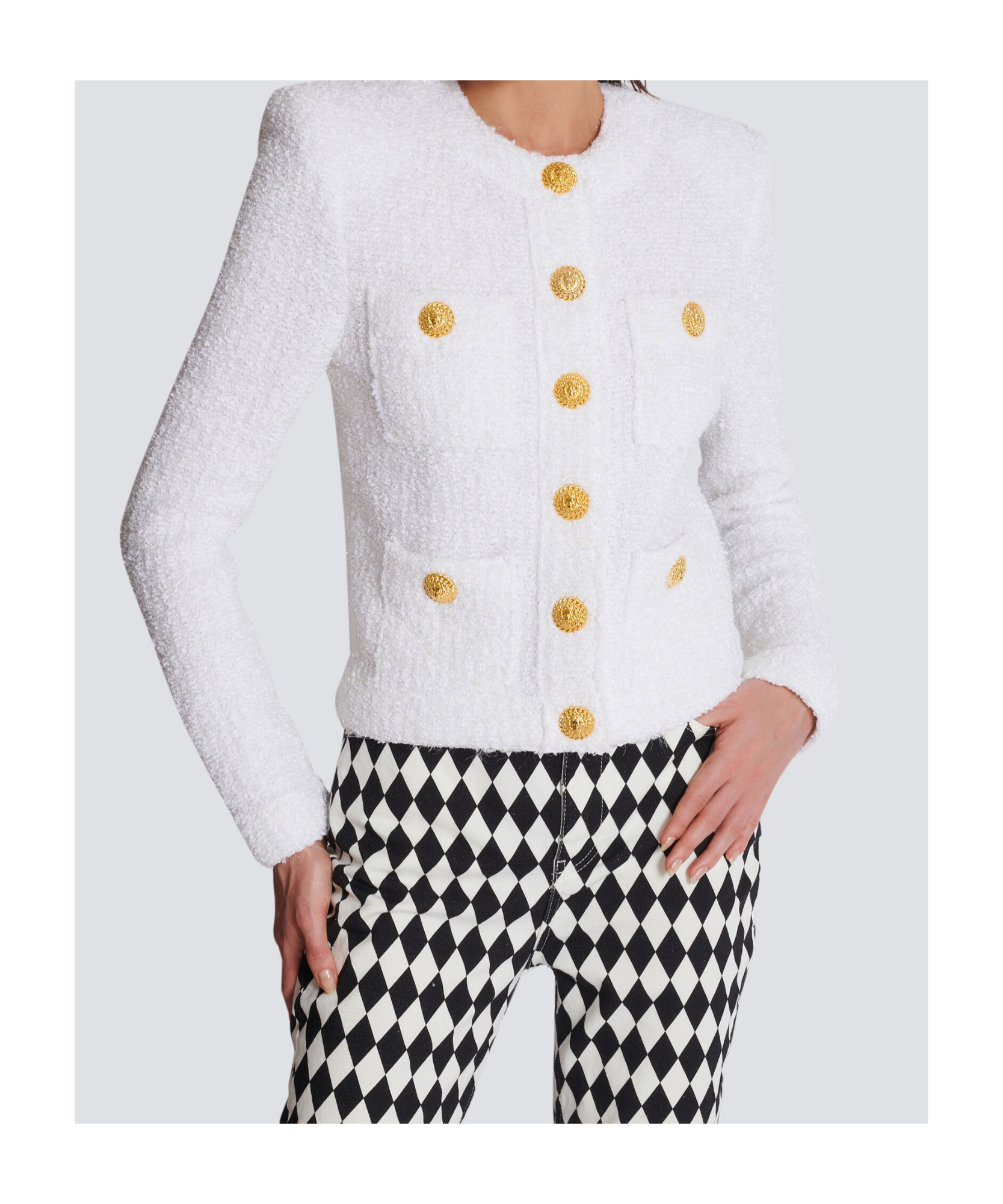 Balmain Tweed Jacket In White