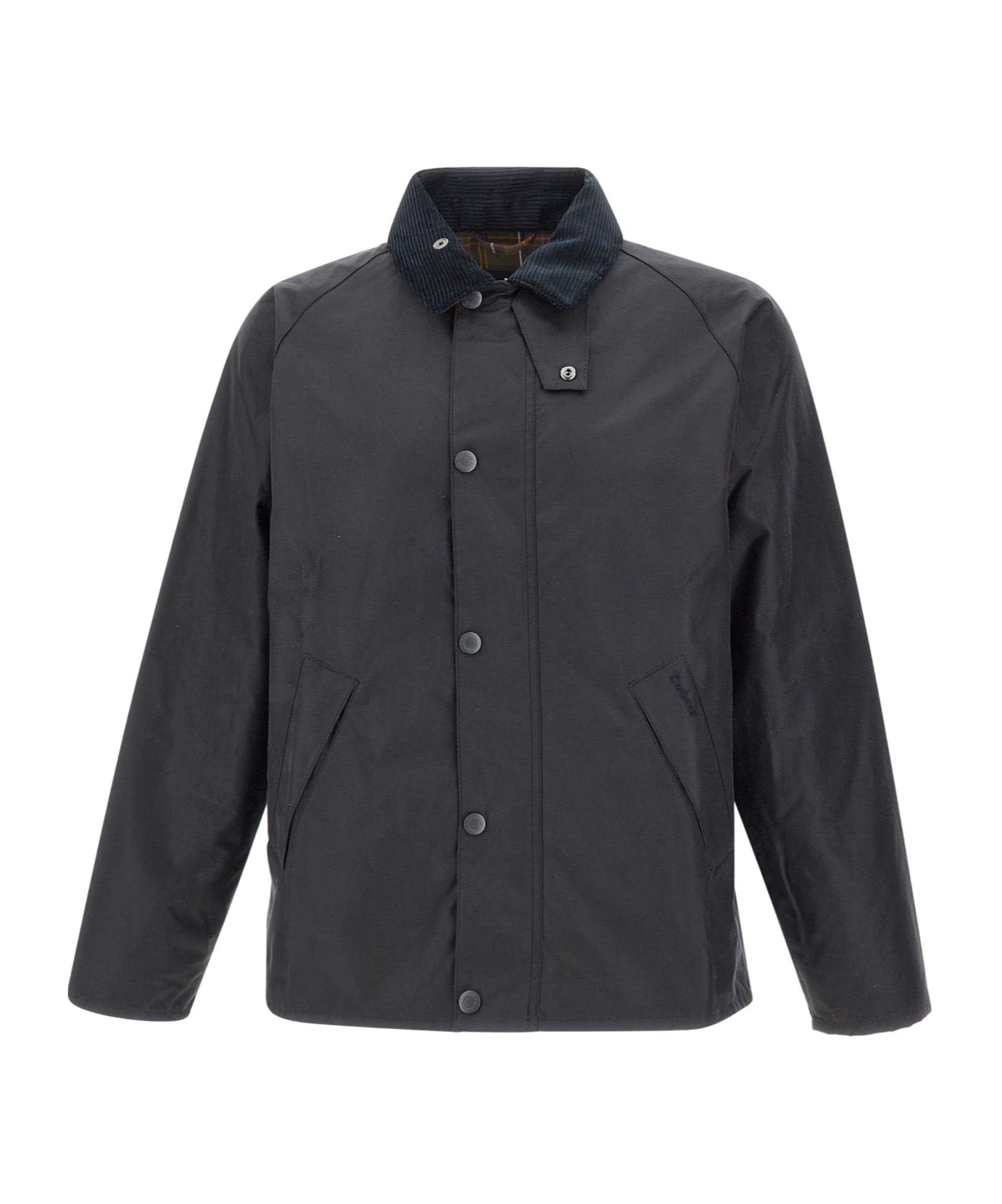 Barbour Corduroy-collar Waxed-cotton Jacket In Black