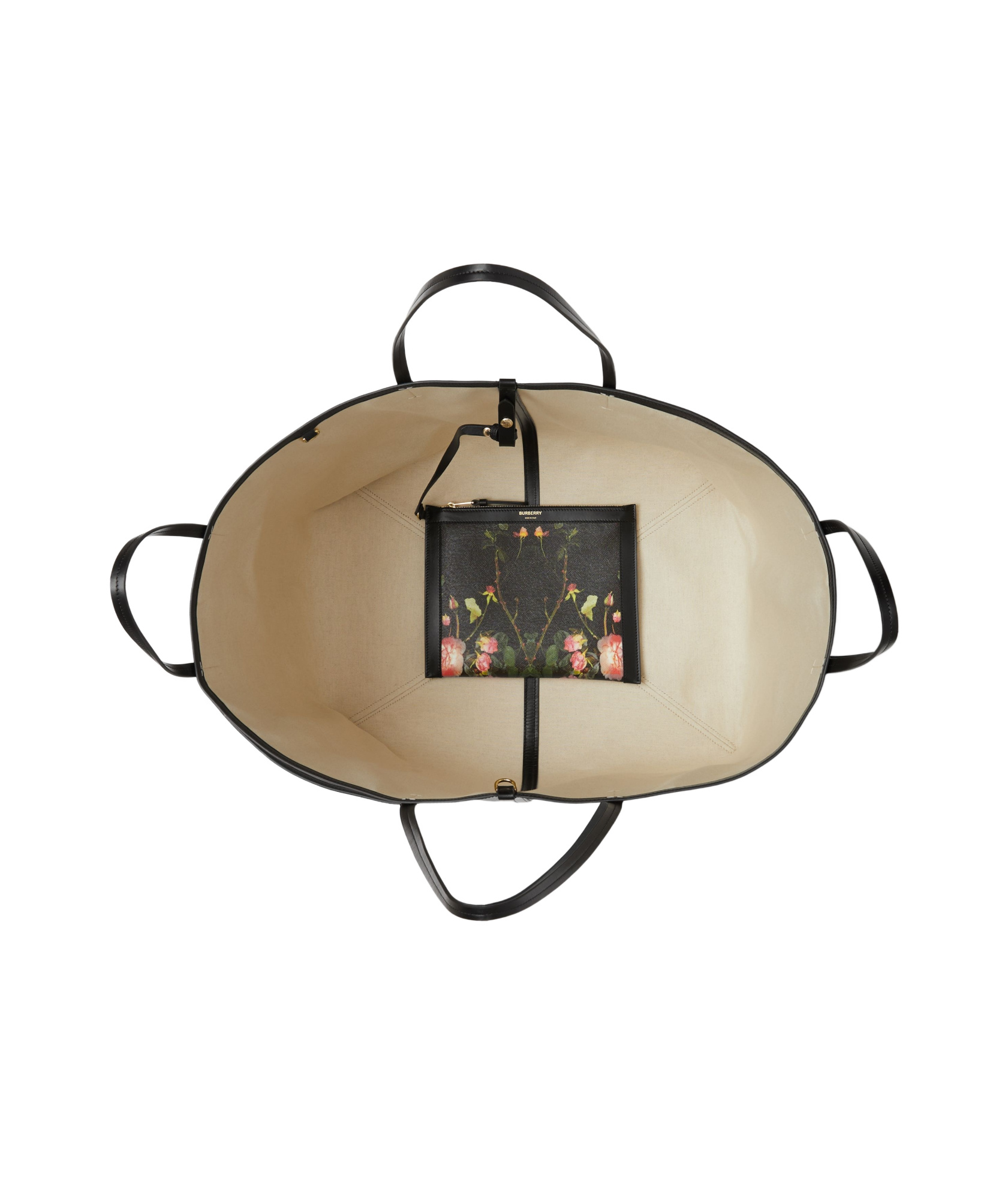 Burberry Floral-print Logo Tote Bag In Black