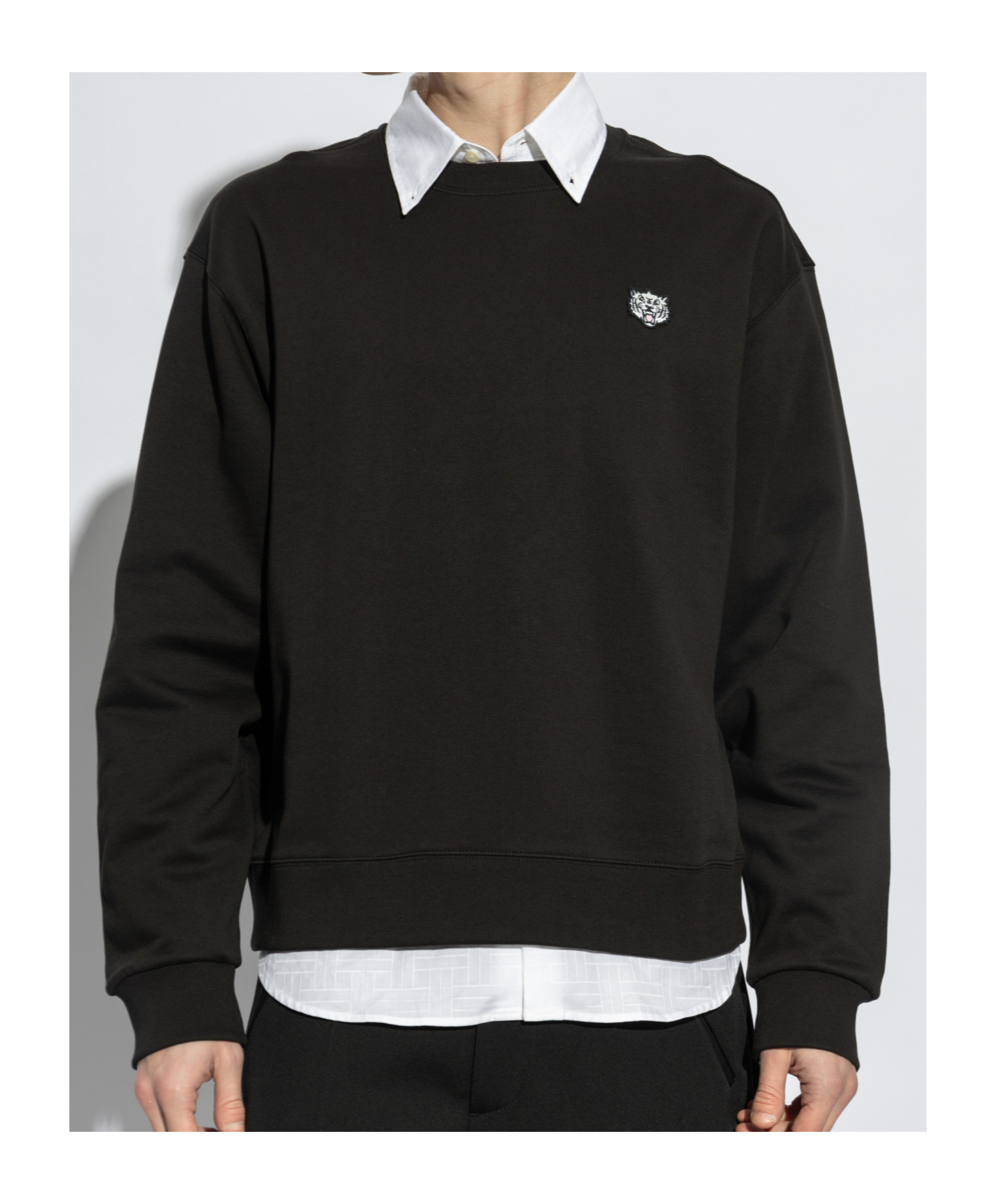 Kenzo Happy Tiger Embroidered Classic Sweatshirt Sweatshirts Black In Black