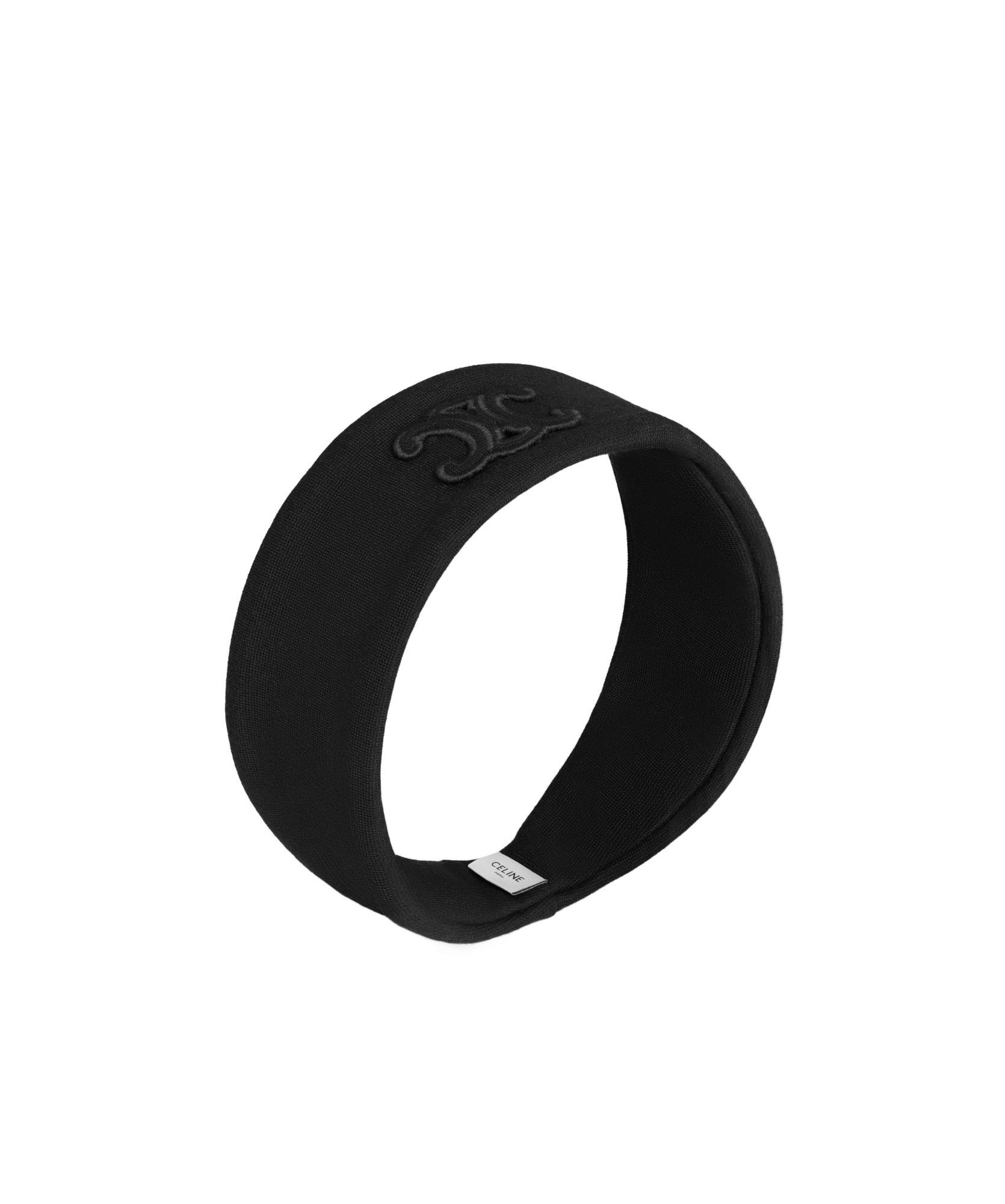 Celine Triomphe-patch Wool Headband In Black