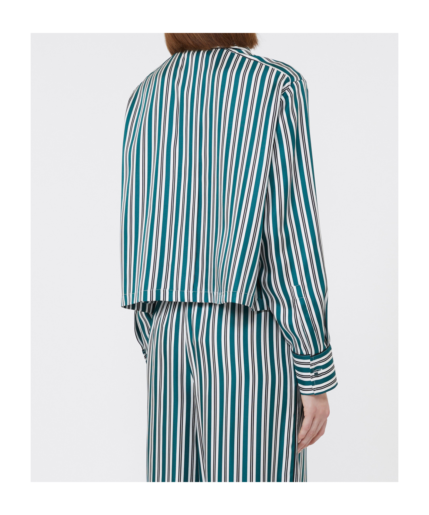 Max Mara Brama Stripe Crop Silk Button-up Shirt