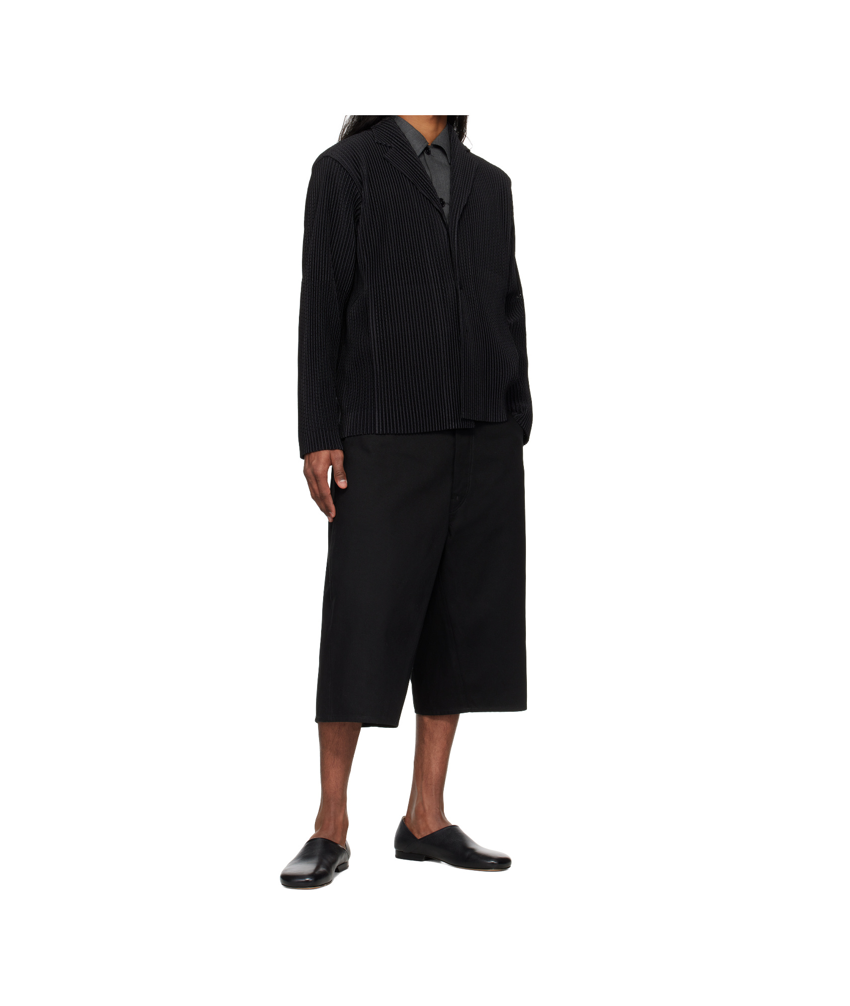 ISSEY MIYAKE BLACK OUTER MESH BLAZER