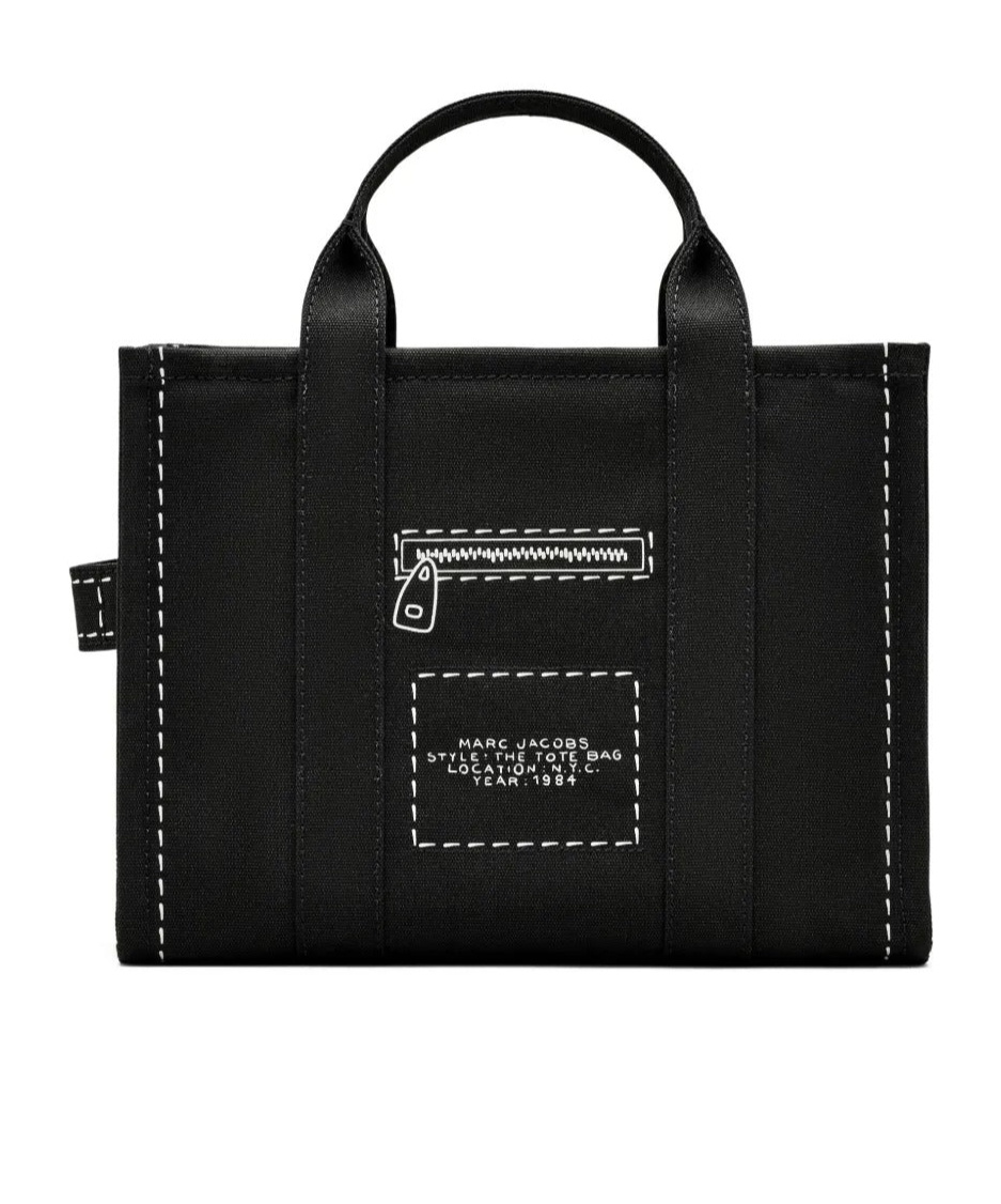 Marc Jacobs The Trompe Loeil Cargo Canvas Medium Tote Bag In Black