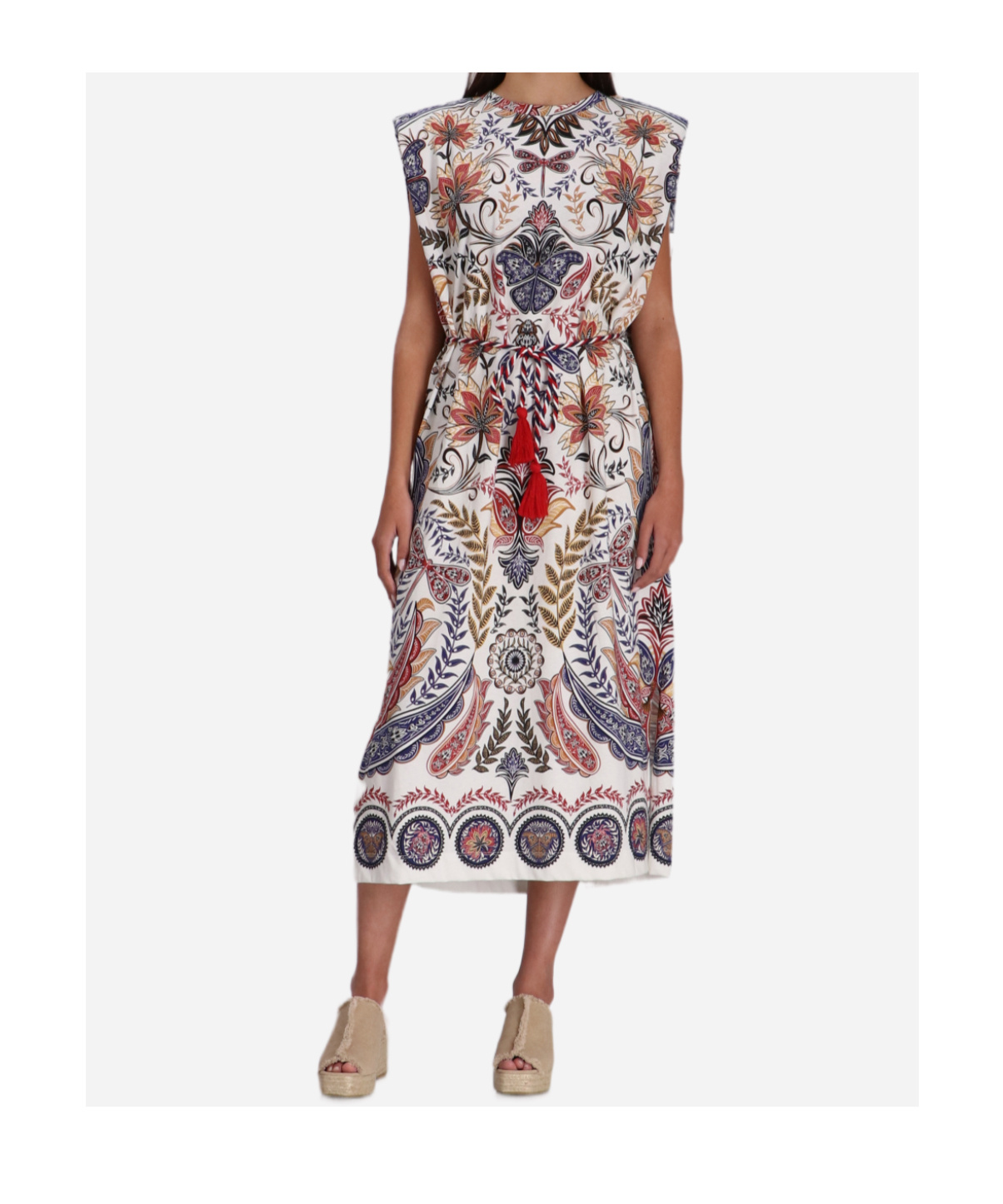Farm Rio Boho Glam Off-white Midi Dress Boho Glam Off-white