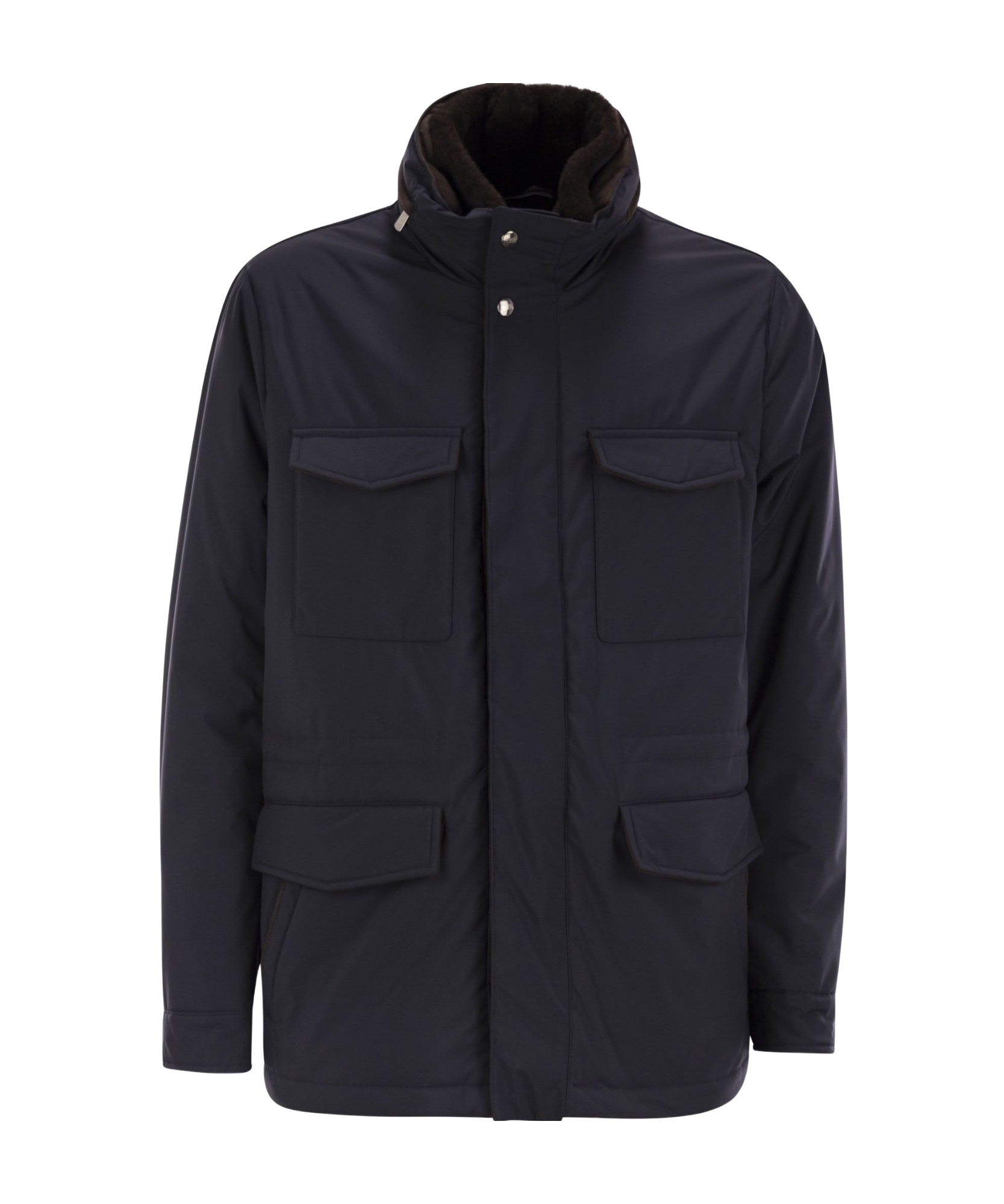 Fedeli Long-sleeved Cotton Jacket In Black