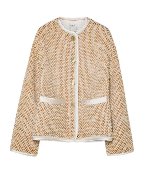 Forte Forte Textured Fabric Jacket Gold-tone Buttons In Brown