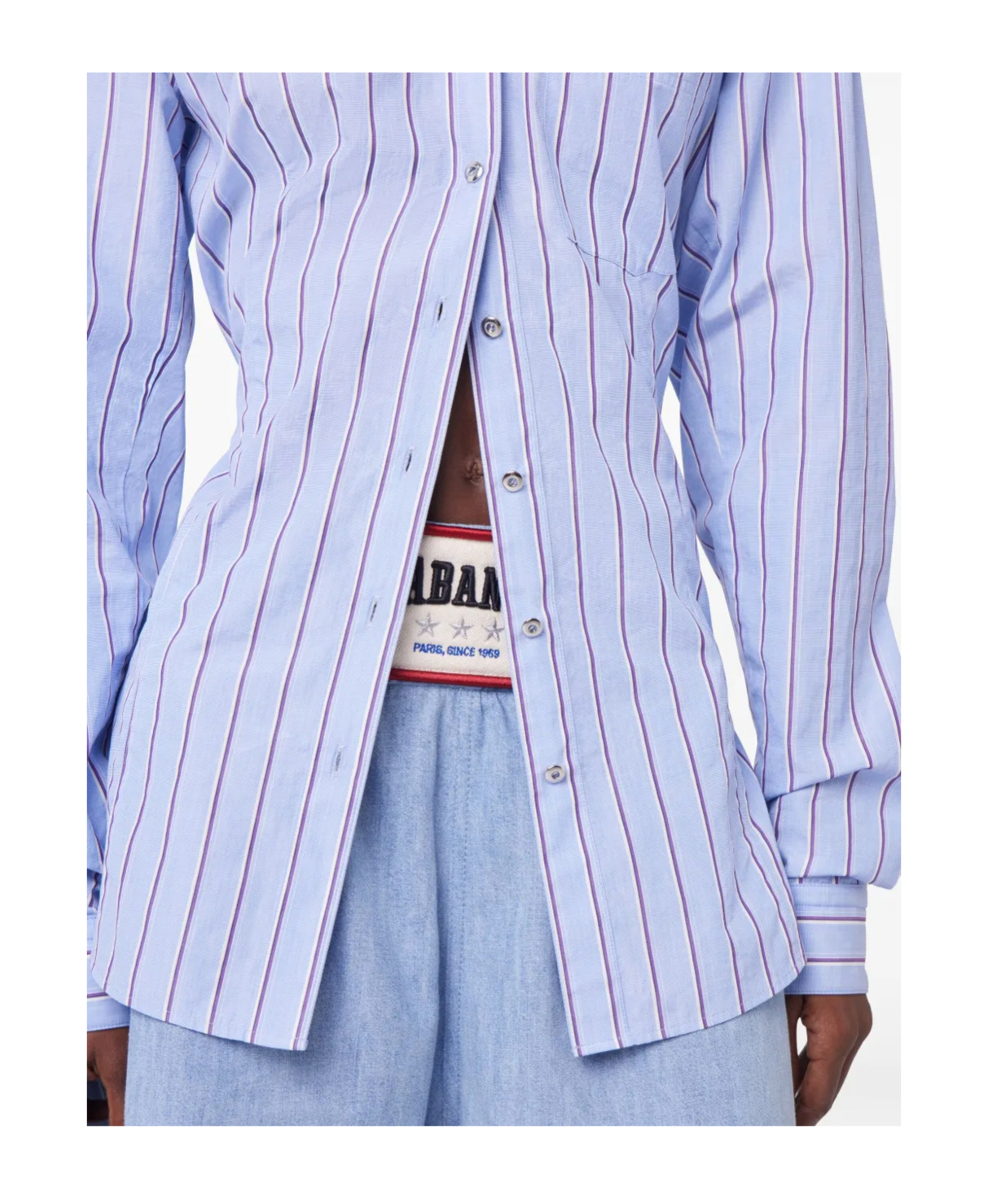 Shop Rabanne Striped Shirt In Blue