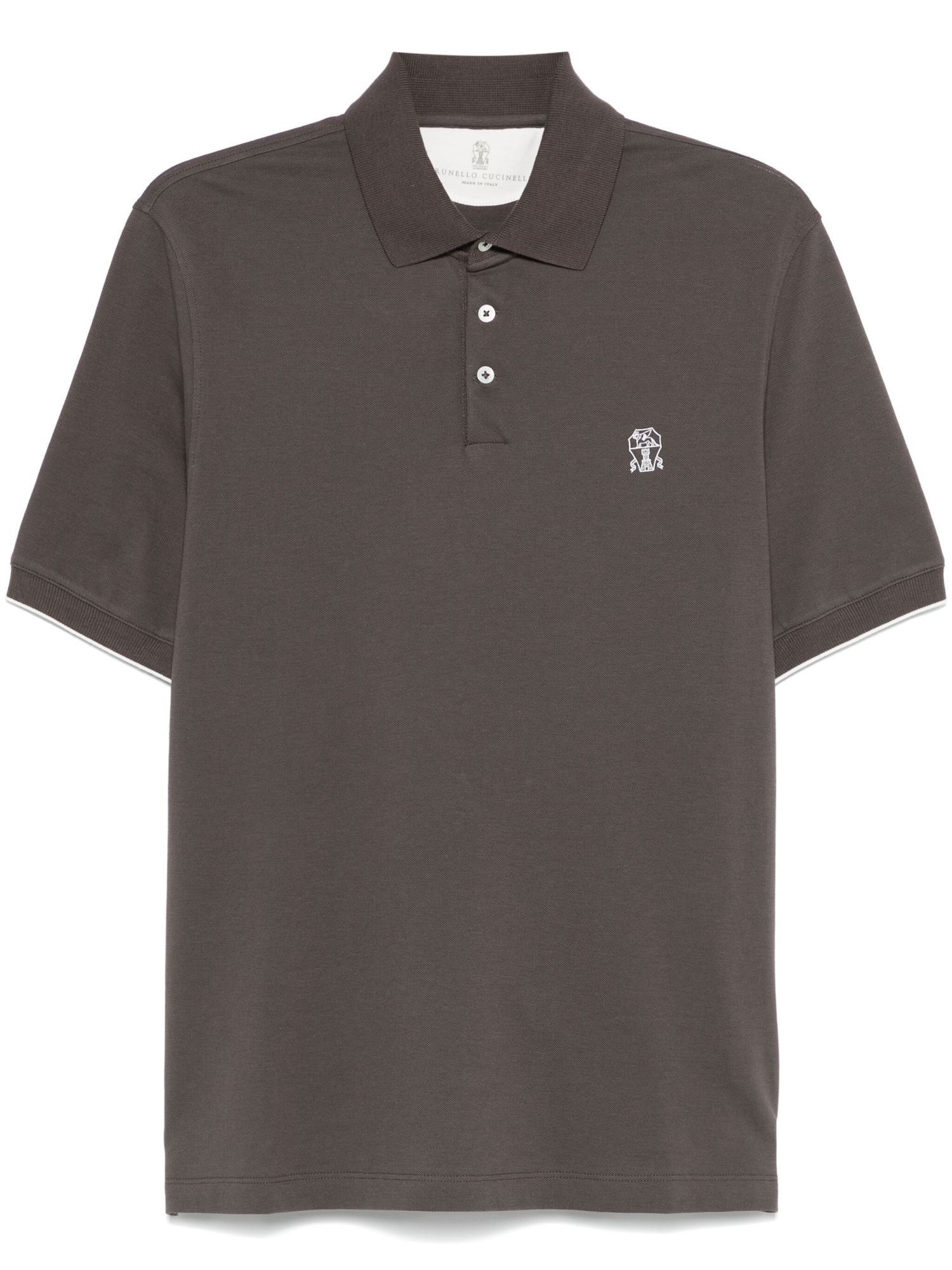 Brunello Cucinelli Cotton Polo Shirt With Printed Logo In Black