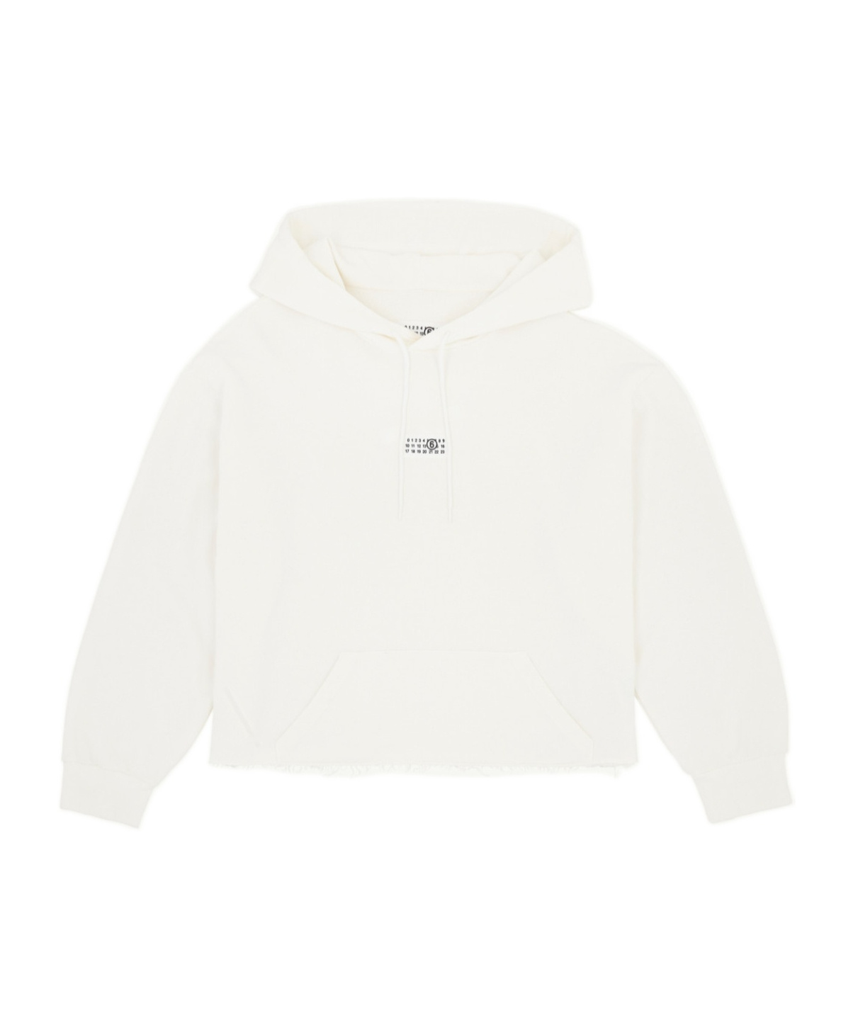 Mm6 Maison Margiela Frayed-hem Logo Hoodie In White