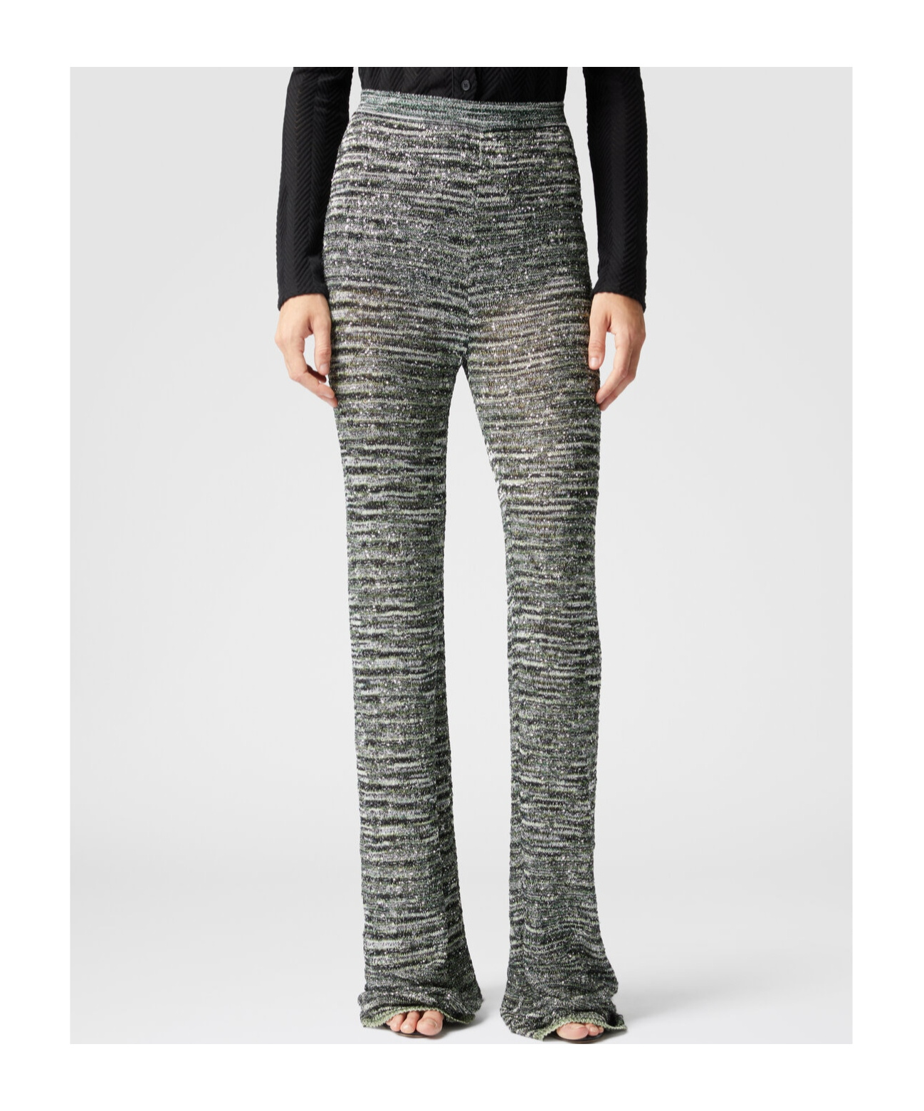 Shop Missoni Sequin-embellished Flared Trousers In Gray