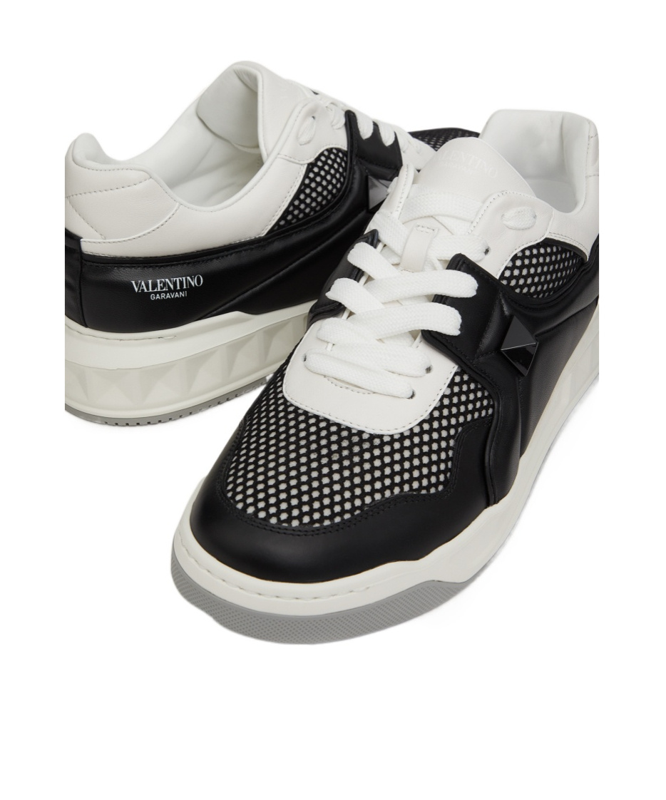Valentino Garavani One Stud Low-top Mesh And Nappa Leather Sneaker In White