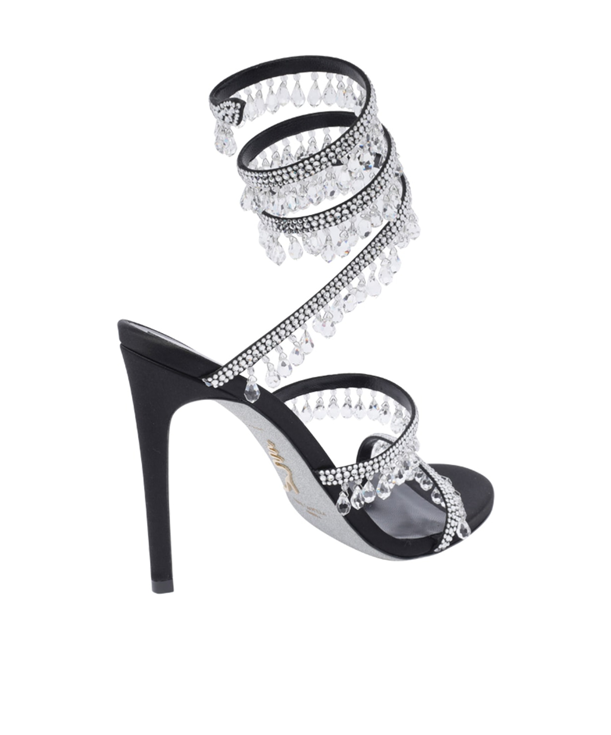 René Caovilla Chandelier 105 Rhinestone Embellished Sandals In White