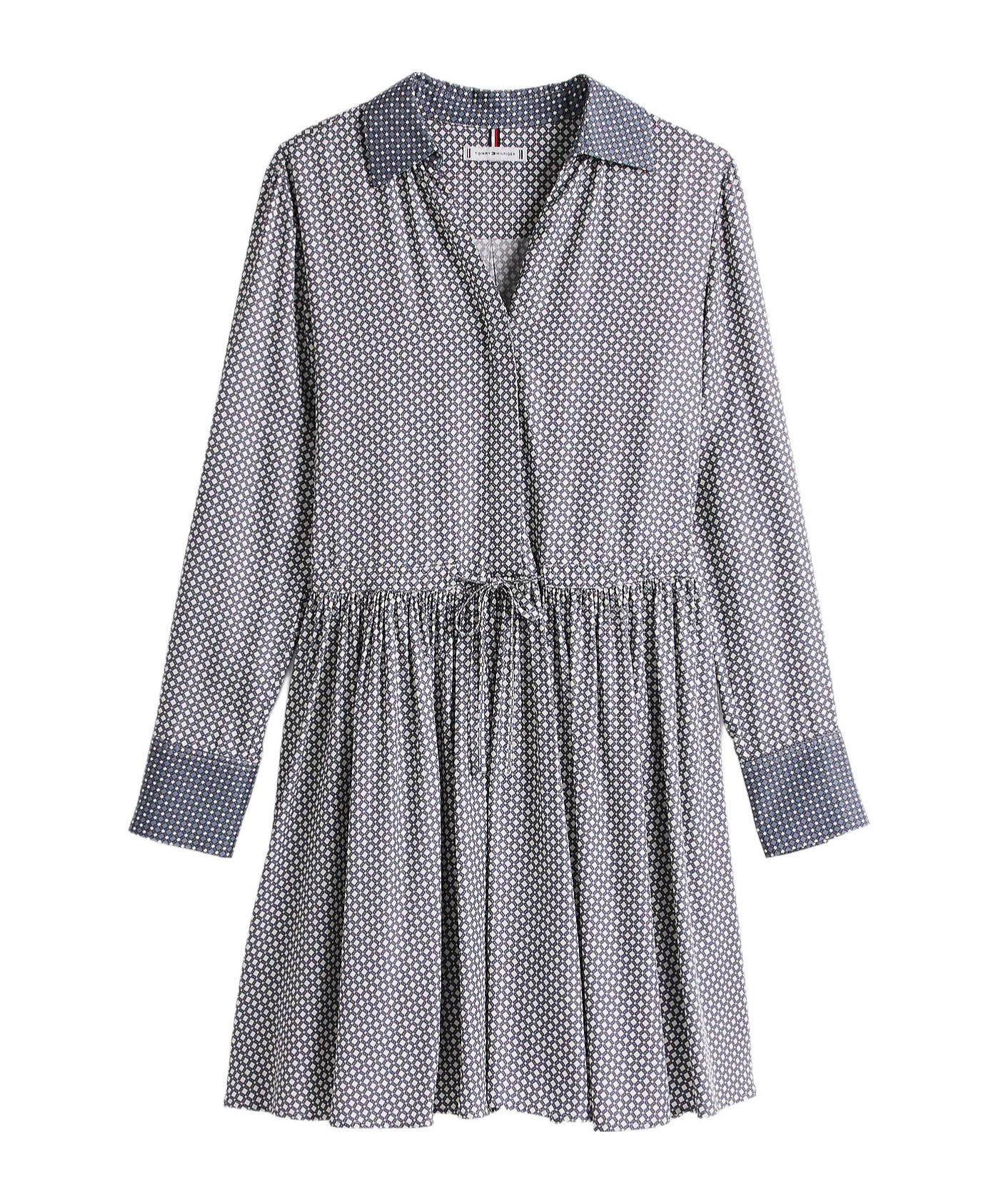Tommy Hilfiger Belted Fit And Flare Mini Dress In Blue