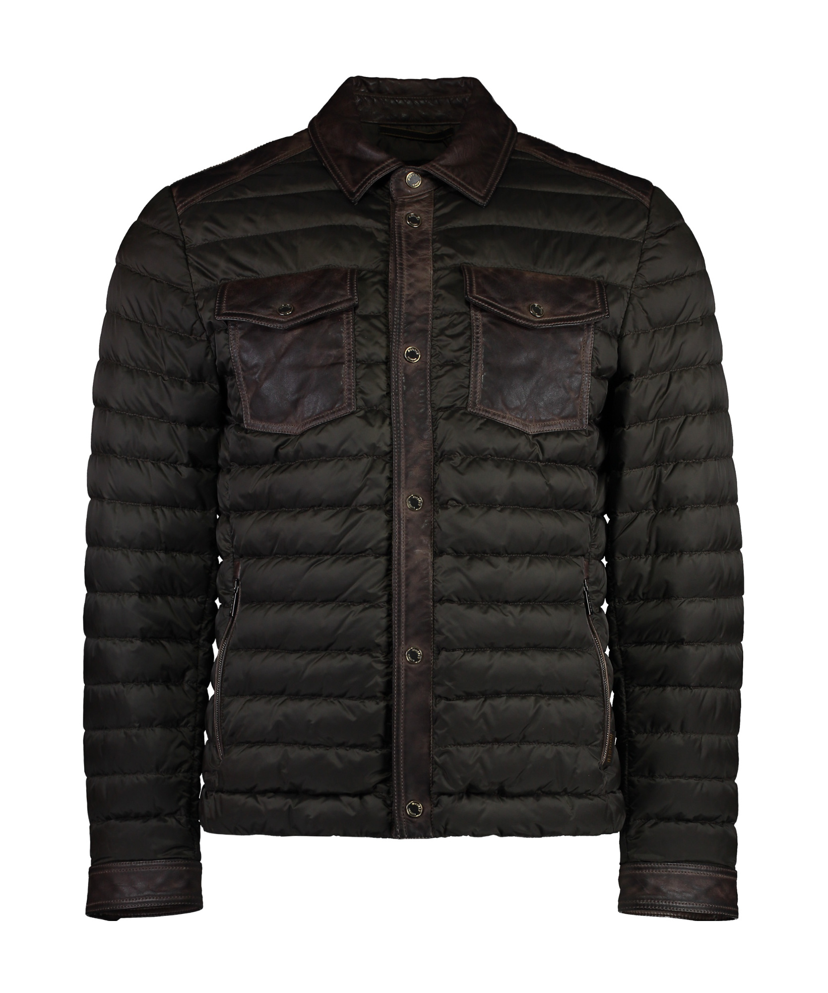 Moorer Crespi Leather Inserts Down Jacket In Black