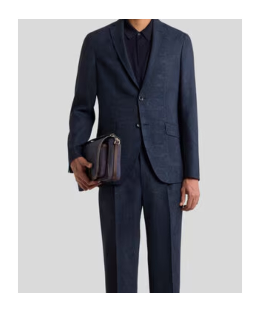 Etro Wool Blazer With Print In Blue