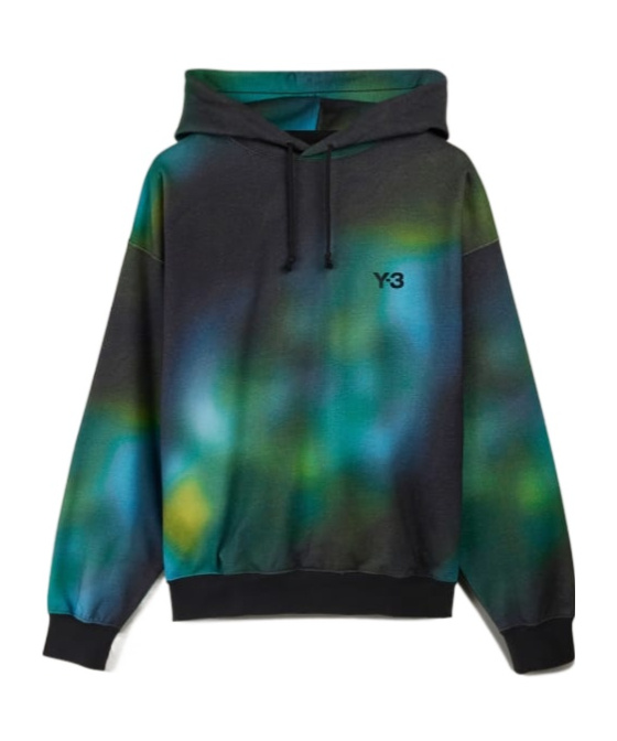 Y-3 Man Aop Hoodie In Green