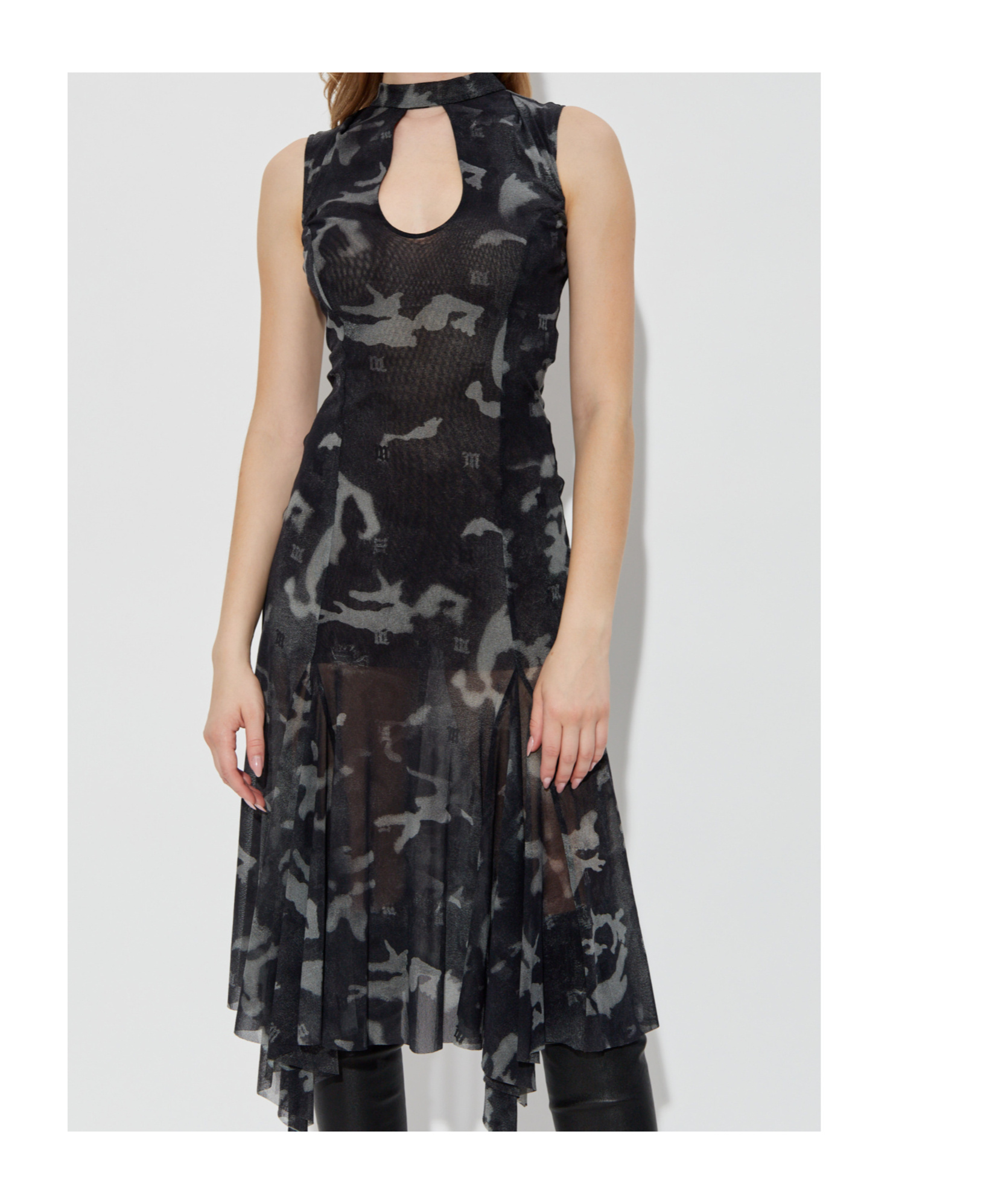 Misbhv Transparent Printed Dress In Black