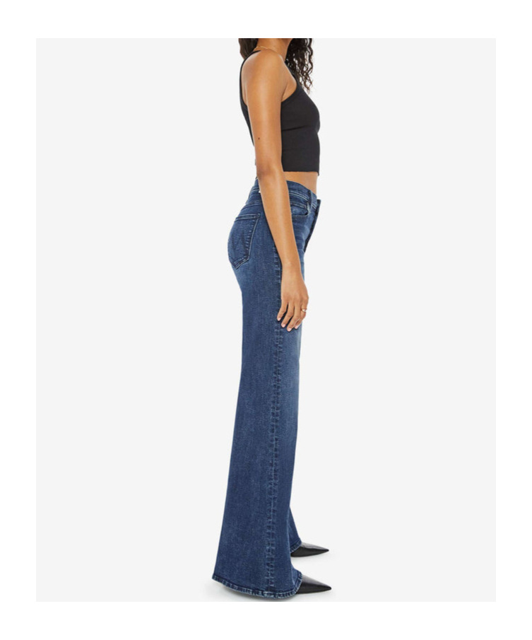 Mother Womens The Tomcat Roller Sneak Brand-tab Wide-leg High-rise Denim-blend Jeans I Put A Spell On You In Blue