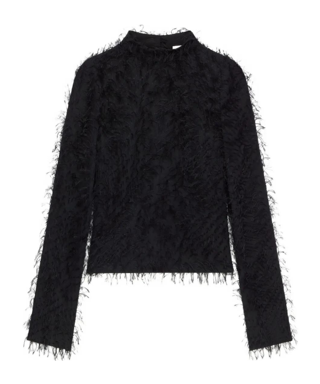 Courrèges Feather-embellished Long-sleeve Top In Black