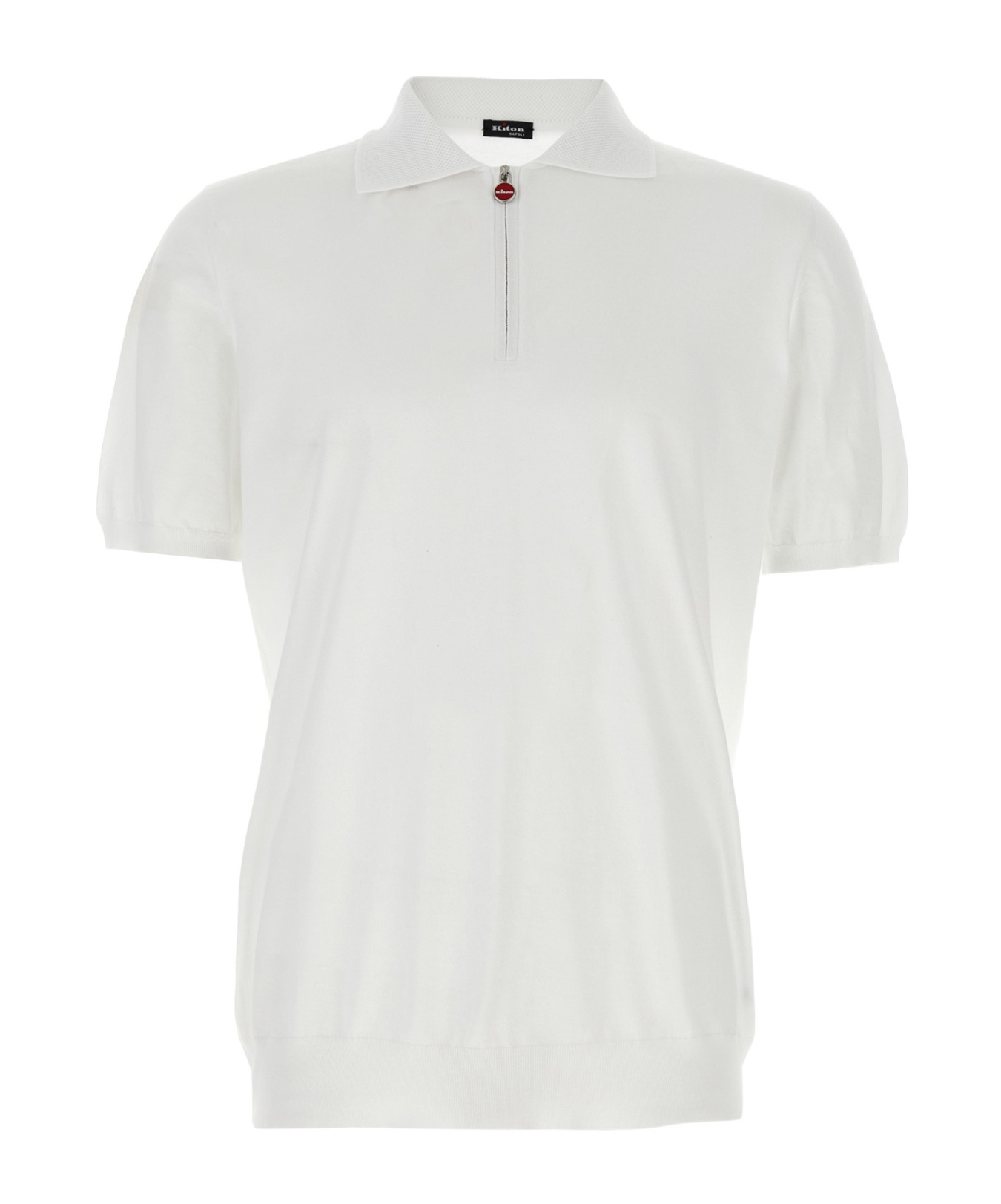 Shop Kiton Cotton Polo Shirt In White