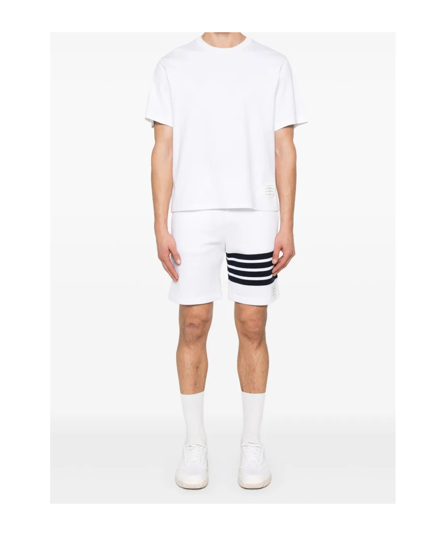 Thom Browne Rwb Knit Trim T-shirt White In White