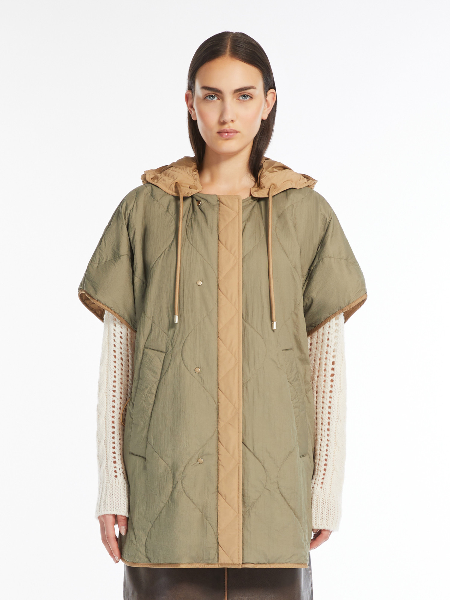 Weekend Max Mara Double-sided Hooded Cotton Vest In Nude