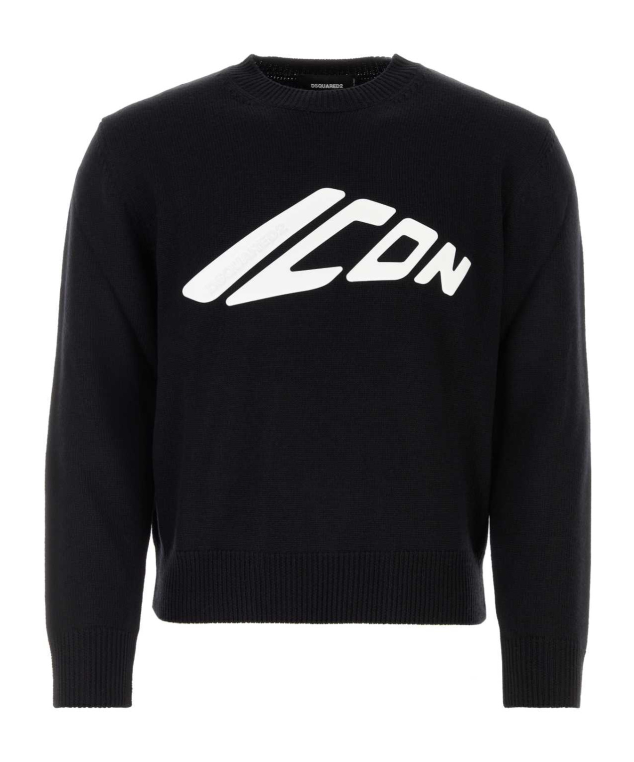 Dsquared2 Icon Logo-print Virgin Wool Jumper In Black