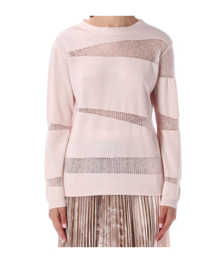Fabiana Filippi Mohair Insert Long Sleeve Knit Sweater In Pink