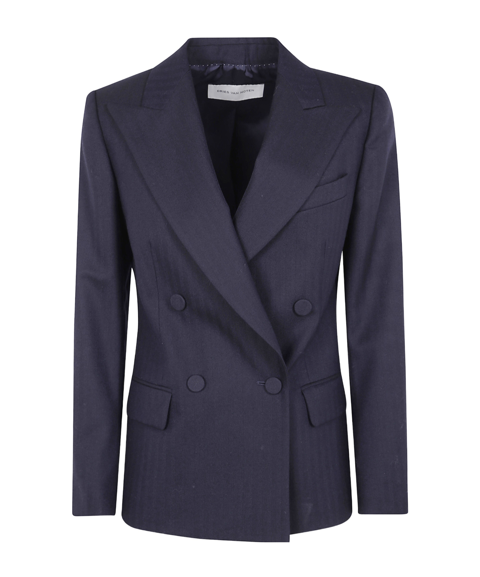 Dries Van Noten Long-sleeved Suit Jacket In Blue